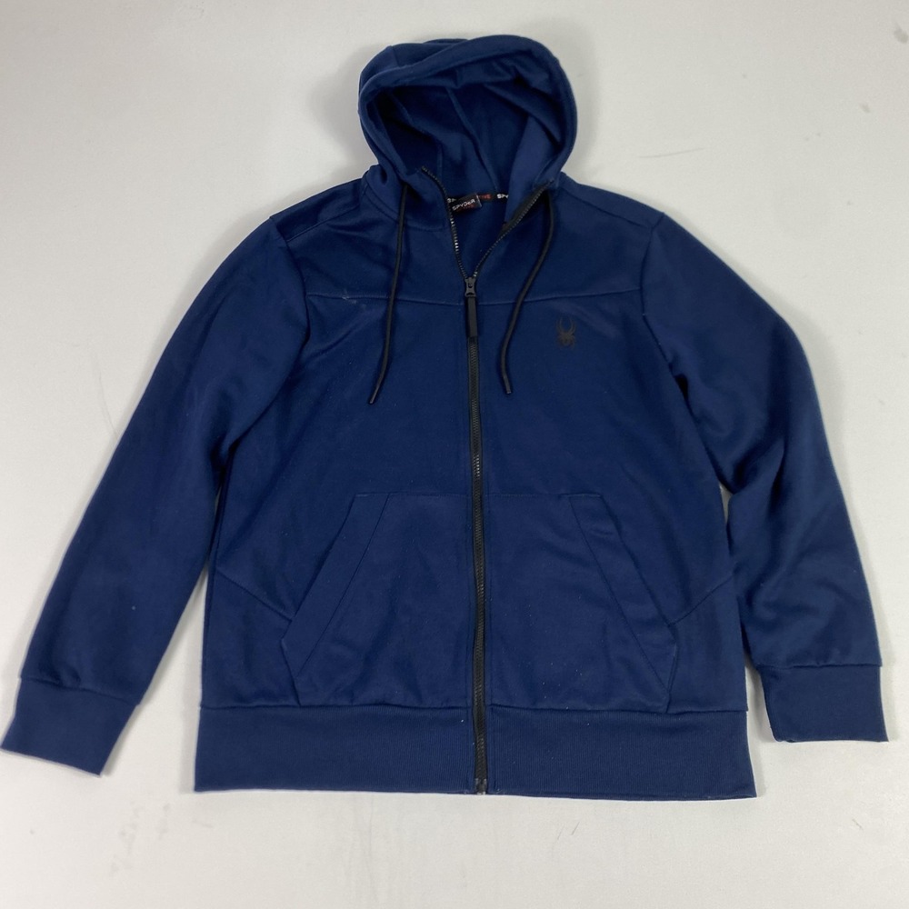 Spyder Active Hoodie Sweatshirt Mens Medium Blue Full Zip ProWEB Logo Athletic